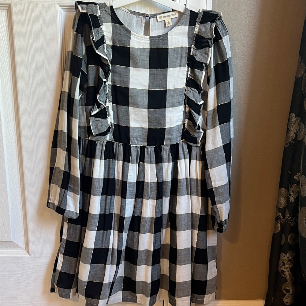 Black and White Checkered Kids Dress